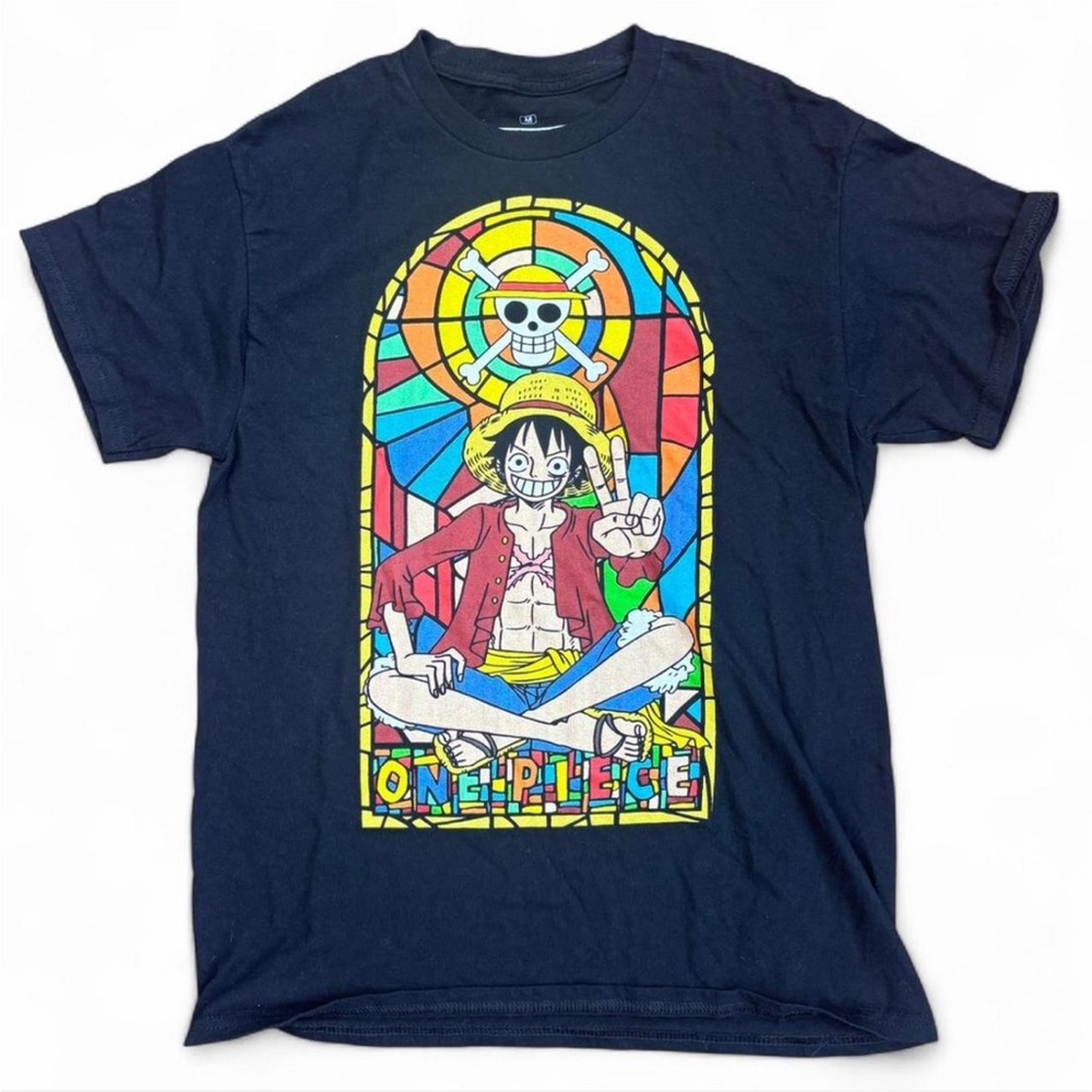 One Piece Luffy Stained Glass T-shirt | Black Multi-color | Medium